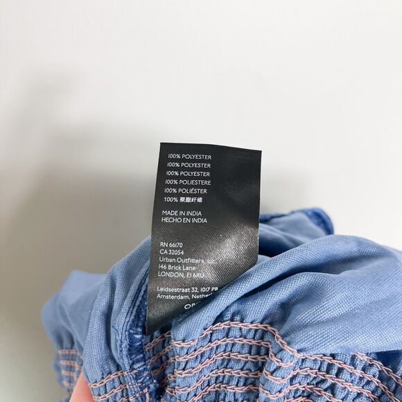 Free People NWT Easy To Love Embroidered Smocked Shift Blue Dress Size XS - Picture 5 of 6